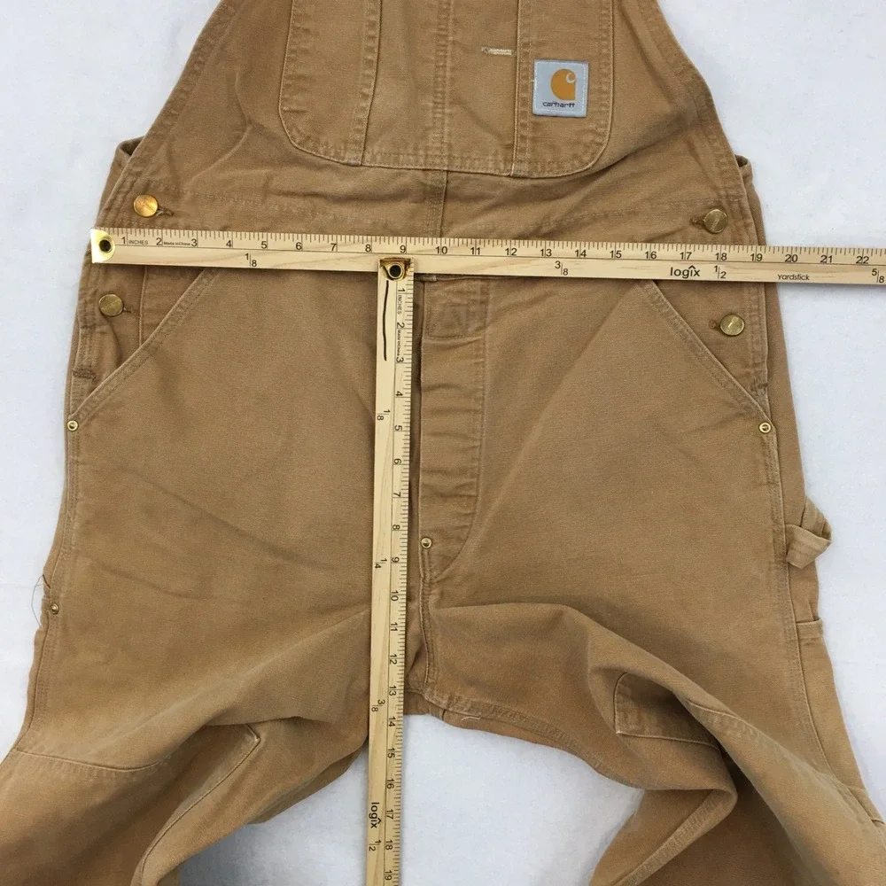 Carhartt Duck Bib Overalls Mens 38x30 Brown Cotton Canvas Double Knee Workwear
